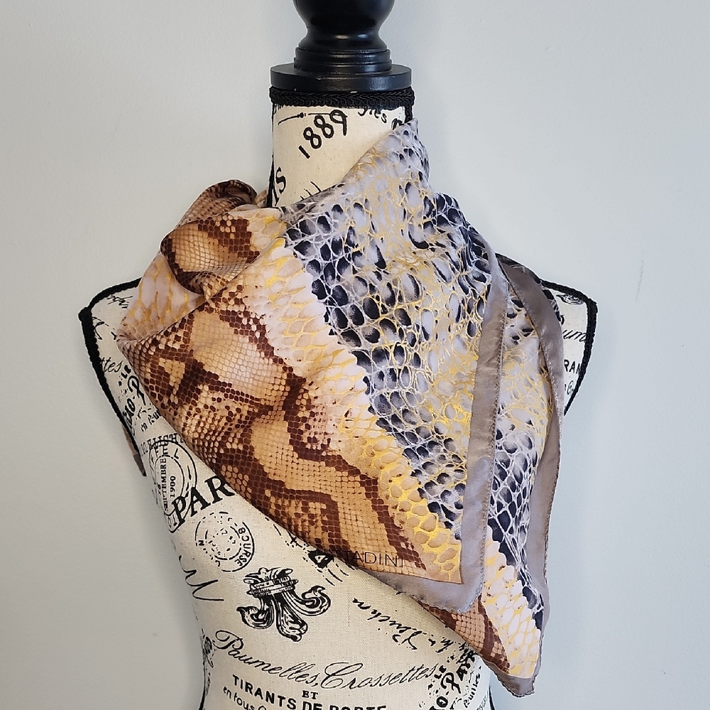 Adrienne Vittadini Multicolor Silk Snake Print Scarf